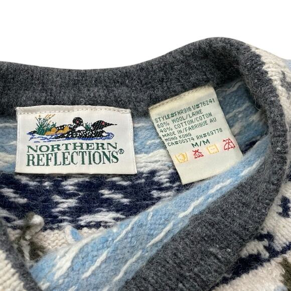 Northern Reflections Women’s M Fair Isle Sweater Gray Vintage Christmas Holiday - Picture 2 of 6